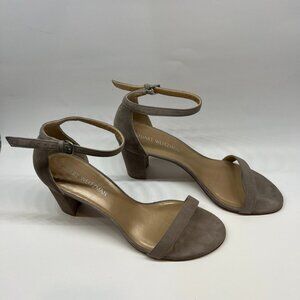 Stuart Weitzman Suede High Heel Strappy Sandal Gray/Beige Womens 11M